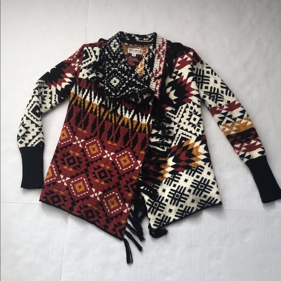 Idyllwind Southwestern Cotton Blend Fringed Cardigan Sweater Size XS - Picture 5 of 11